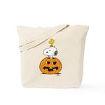 CafePress Snoopy and Woodstock Pumpkin Natural Canvas Tote Bag, Reusable Shopping Bag