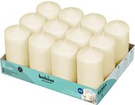 BOLSIUS Wedding Pillar Candles Ivory Tray of 12/128 x 68 mm (aprox 2.7x5 inch)