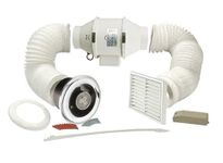 AirTech-UK Inline Bathroom Loft Extractor Fan Kit with LED Light and Run on TImer 100mm / 4"