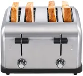 1800W Commercial Grade 4-Slice Pop Up Toaster -Stainless Steel 6-Browning Settings for Bread with Removable Crumb Tray for Bagel Bread English Muffins, Waffles (Commercial & Home Use)
