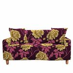 FANSU Sofa Cover Universal Slipcover Stretch Couch Covers,3D Spring Flower Print Non Slip Settee Loveseat Sofa Covers Soft Removable Washable Furniture Sofa Protector (Fuchsia,3 Seater/190~230cm)