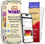 Brewsy Starter Kit for Wine Making - Custom Wine Kit - 4 Bottles in 9 Days - Red or White Wine - Use Any Juice