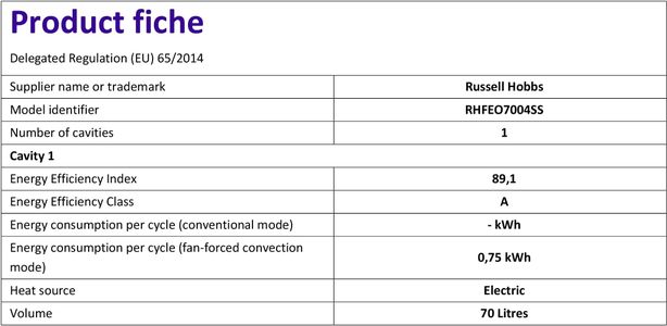 Russell Hobbs 70L Electric Fan Oven – Large Capacity, Stainless Steel