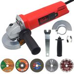 HPD Shakti Angle Grinder With Metal Cutting Wheel, Grinding, Flap disc, Marble blade and TCT, Heavy 850 Watt Copper Motor 4 Inch / 100MM | Hand Cutter RED 801 Model Combo Set