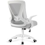 Blisswood Office Desk Chair 90° Flip-up Armrest Swivel Computer Mesh Chair With Lumbar Support, Adjustable Height, Back Support 360° Rotation For Home Office (White & Grey)