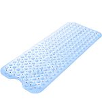 LifeKrafts Bath mat Anti Skid Bathroom Shower Mat Non-Slip and Extra Large, Anti Slip Bath Mat with Suction Cups Anti Skid mat for Bathroom Floor (100 x 40 cm Blue Soft-Pebble)