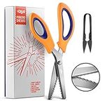 VAYS Pinking Shears for Fabric, Dressmaking & Crafting - Stainless Steel Sharp Zig Zag Crimping Scissors for Sewing - Thread Cutter Included