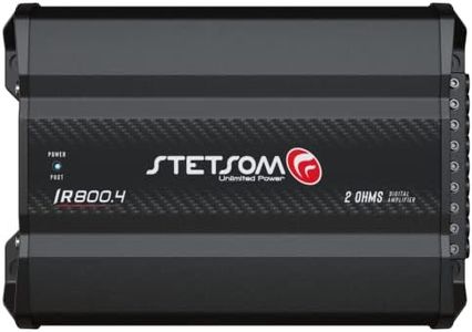 Stetsom IR 800.4 Compact 2 Ohms Digital Multi Channel Amplifier 800 Watts RMS 4 Channels 2Ω Stable Full Range HD Sound Quality Car Stereo MD Crossover HPF LPF Bass Boost Front Rear Bridge Speakers