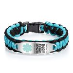 Theluckytag Medical Bracelets for Sport Men Women with QR Code Medical Alert ID Bracelets - Nylon Waterproof Wristband Fits Wrists Up to 7 inches - More Space Custom Emergency Medical ID Alert Info,