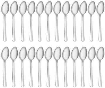 OPOLIA 24 Pieces Dinner Spoons Set, Food Grade Stainless Steel Spoons Silverware, Classic Design Tablespoon for Home,Kitchen or Restaurant, Dishwasher Safe，8 inch