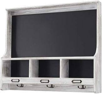 Excello Global Products Grey Wooden Wall Mounted Hanging Coatrack Shelf with Chalkboard 20"x24" - GPP-0027