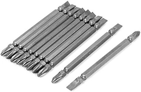 uxcell a16011600ux0474 100mm Long Magnetic Double Ended Slotted Phillips Screwdriver Bits Gray 10Pcs,