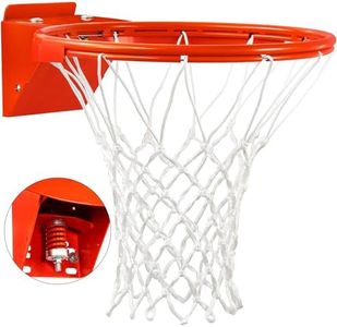 Basketball Rim, Heavy Duty Basketball Rim Replacement Single-Spring, Universal 18 Inch Breakaway Basketball Rim and Net for Indoor Outdoor Basketball Hoops Goal