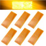 KBNIAN 6Pcs Rectangular Reflectors,Amber/Orange Rectangular Rear Reflectors Self-Adhesive Reflectors Car Reflector Truck Reflector Reflective Rectangular for Gate Posts,Trucks Bikes,Motobikes,Trailers