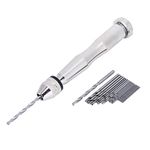 Yosoo Health Gear Mini Manual Drill, Silver 0 3mm-3 6mm Twist Pin Drill with 25 PCS HHS Drill Bits for Art Making Craft Working Hanging Jewelry or Souvenir Making