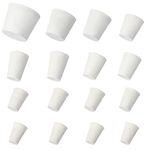 Pinenuts Solid Rubber Stopper, 16 Pcs Solid Rubber Bungs Laboratory Rubber Plug Pipe Tank Bottle Sealing Plug Tapered Hole Bung, 8 Assorted Sizes