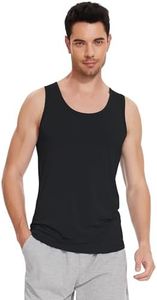 WiWi Viscose from Bamboo Men's Tank T-Shirt Soft Crewneck Undershirts Moisture Wicking Sleeveless Tanks S-XXL, Black, XX-Large