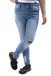 Girls Skinny Jeans Denim Ripped Stretchy Jean Pants Fashion Trousers (9/10 Years, Light Wash)