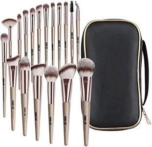 Makeup Brushes, 18 Pcs Professional Premium Synthetic Makeup Brush Set with Case, Foundation Kabuki Eye Travel Make up Brushes sets (Champagne Gold)