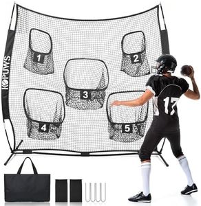 Football Throwing Net: 7x7FT Football Net for Throwing Multi-Sport Practice Net with 5-Target Heavy-Duty Impact-Resistant Throwing & Kicking for Football/Soccer/Baseball/Tennis/Golf with Carry Bag