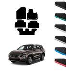 GCM - Car Floor Mats for Hyundai Santa Fe 2018 To Present 7 seat Full Coverage Floor Protection - Anti Slip & Fit Car Mat with Clips Easy to Clean Car Carpet for All-Weather- Black Edging, Carpet