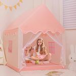 Midook Princess Tent for Girls,Kids Play Tent with Star Lights, Play Tents for Kids Indoor and Outdoor Large Playhouse, Pink Princess Castle Play Tent Girls & Boys Toy Gifts