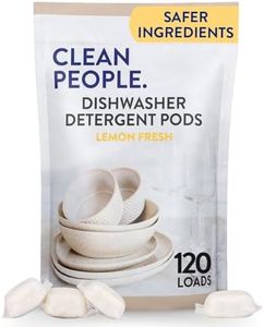 Clean People All Natural Dishwasher Pods - Plant-Based Dishwasher Detergent Pods - Cuts Grease & Rinses Sparkling Clean - Residue-Free - Zero Plastic, Fragrance Free Dishwashing Pods - Lemon, 120 Pack