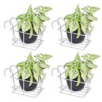 D&V ENGINEERING - Creative in innovation Hanging Flower Pot Holder Railing Potted Plant Stand for Home Balcony Décor - Grey, Set Of 4