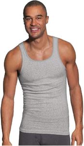 Hanes Men's Pack, Moisture-Wicking Ribbed, Lightweight Cotton Tank Undershirts, 6-Pack, Grey 6-pack, Large