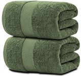 White Classic Luxury Soft Bath Sheet Towels - 650 GSM Cotton Luxury Bath Towels Extra Large 35x70 | Highly Absorbent and Quick Dry | Hotel Quality Extra Large Bath Towels Oversized, Dark Green, 2 Pack