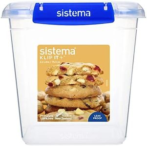 Sistema KLIP IT PLUS Cookie Tub Food Storage Container | 2.2L | Round Airtight Container with Leak-Proof Seal | Easy Locking Clips | BPA-Free | Blue