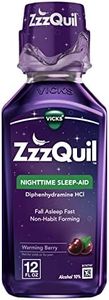 ZzzQuil, Sleep Aid, Nighttime Sleep Aid Liquid, 50 mg Diphenhydramine HCl, Fall Asleep Fast, Non-Habit Forming, Warming Berry Flavor, 12 FL OZ