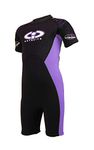 TWF Childs 3mm CIC Titanium Shortie wetsuit (Black/Lilac, Age 11-12)