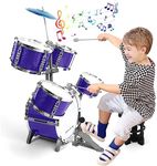 M SANMERSEN Kids Toys Jazz Drum Set - Upgraded Rock Drum Kit with Stool Musical Instruments Educational Birthday Christmas Toys Gifts for Toddlers Child Boys Girls Aged 3 4 5 6 7 8 Year Old