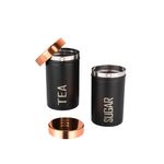 Opullo Mother'S Choice Sugar Tea Container Set | Tea Sugar Container Set | Tea Sugar Containers For Kitchen | Stainless Steel Tea Sugar Container Set Of 2 | 500 Gms, Black