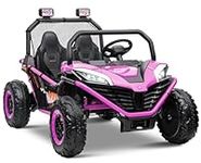 OTTARO 24V 4WD 10 AH Ride on Car Truck, Electric Car UTV 2 Seater for Kids with Metal Frame, Remote Control, Bluetooth-Purple
