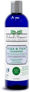 Richard’s Organics Flea and Tick Shampoo for Dogs – 100% All-Natural Actives Kills Fleas, Ticks and Repels Mosquitos – Gentle, Won’t Dry Skin, Great Smelling Essential Oils (12oz bottle),FG00440