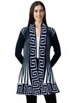 ICW Women's Knitted Stretchable Cardigan Front-Open Full Sleeve Winter Long Shrug Jacket (ONE Size FIT to 32-38 INCH Bust) (Blue 4)