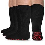 NOVAYARD 3 Pairs Diabetic socks Non Slip Hospital Wide Crew Edema Bariatric Socks (Black)