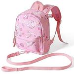 Harness Backpack with Removable Tether Travel Toddler Safety Backpack Anti-Lost Kids’ Mini Backpack Kids Baby Harness Backpack for Toddlers Age 1-5 Years (Pink)