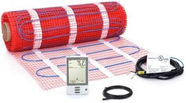 HeatTech 240V Tile Heated Floor Kit – 30 sqft Radiant Floor Heating Mat with Intuitive OJ Microline UDG-4999 Thermostat, GFCI-Protected, Floor Sensor. Adhesive MESH for Easier Installation