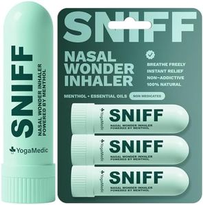 Sniff Nasal Sticks by YogaMedic - Instant Relief, 100% Natural Refreshing Nasal Inhaler - Breathe Freely with Peppermint & Eucalyptus Oil Aromatherapy, Stress-Relief Inhaler, 3 Pack