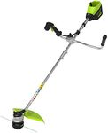 Greenworks Battery String Trimmer and Brush Cutter 2in1 GD60BCB (Li-Ion 60V 40cm/30cm Cutting Width 2.4 mm Thread 6000 RPM Adjustable Bike Handle Hi/Low Mode Without Battery and Charger)