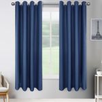 JIVINER 2 Panel Set Linen Blackout Curtains for Bedroom Living Room Darkening Curtains Grommet Thermal Insulated 63 inch Window Drapes Panels (Dark Blue, W52 X L63,2 Panels)