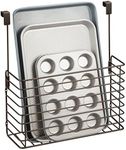 mDesign Metal Wire Kitchen Bakeware Organizer Basket - Hang Over Cabinet Door - Storage for Baking Sheets, Cupcake Tins, Cutting Boards, Foil, or Plastic Wrap - Concerto Collection - Bronze