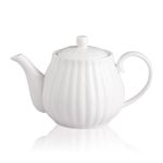 Sweejar Home White Porcelain Teapot, Creative Simple Stripe Style Design Ceramic Tea Pot, Flower Tea Loose Leaf Tea Pot, Women and Tea Lovers, 900ml, 3-4 Cups