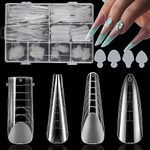 BOMOQING 288PCS Nail Dual Forms for French Nails, Dual Nail Forms Molds Acrylic Nail Tips, 96PCS Duet System Dual Forms Sticker Silicone Reusable Pads, 4 Styles 12 Sizes Scale for Manicure Extension