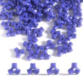 1300 Pcs Acrylic 10mm Plastic 3-Sided Kandi Tri Beads Tri-Shaped Beads Bone Beads Bulk for Wreath Candy Cane Beads Rainbow Holiday Tree Decorations Bead Ornament Jewelry Making Kit (Opaque Purple)