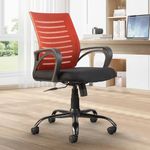 CELLBELL Desire C104 Mesh Mid Back Ergonomic Office Chair/Study Chair/Revolving Chair/Computer Chair for Work from Home Metal Base Seat Height Adjustable Chair (Red)