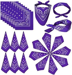 ILHSTY 32 Pcs Women Men Paisley Bandanas Bulk Unisex Cowboy Bandanas Head Scarf Necktie Face Cover Party Supplies (32, Purple)